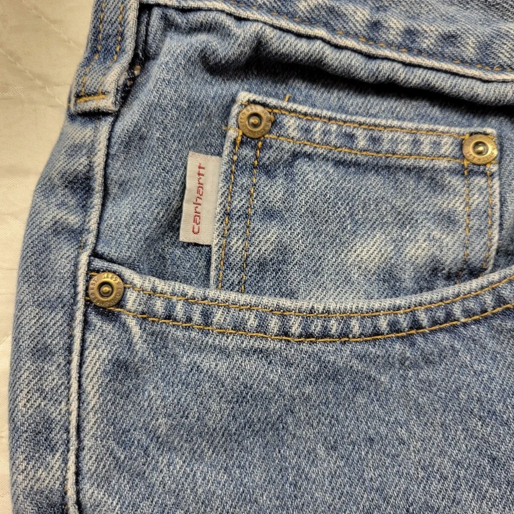 Carhartt pleated blue jeans size 35X30